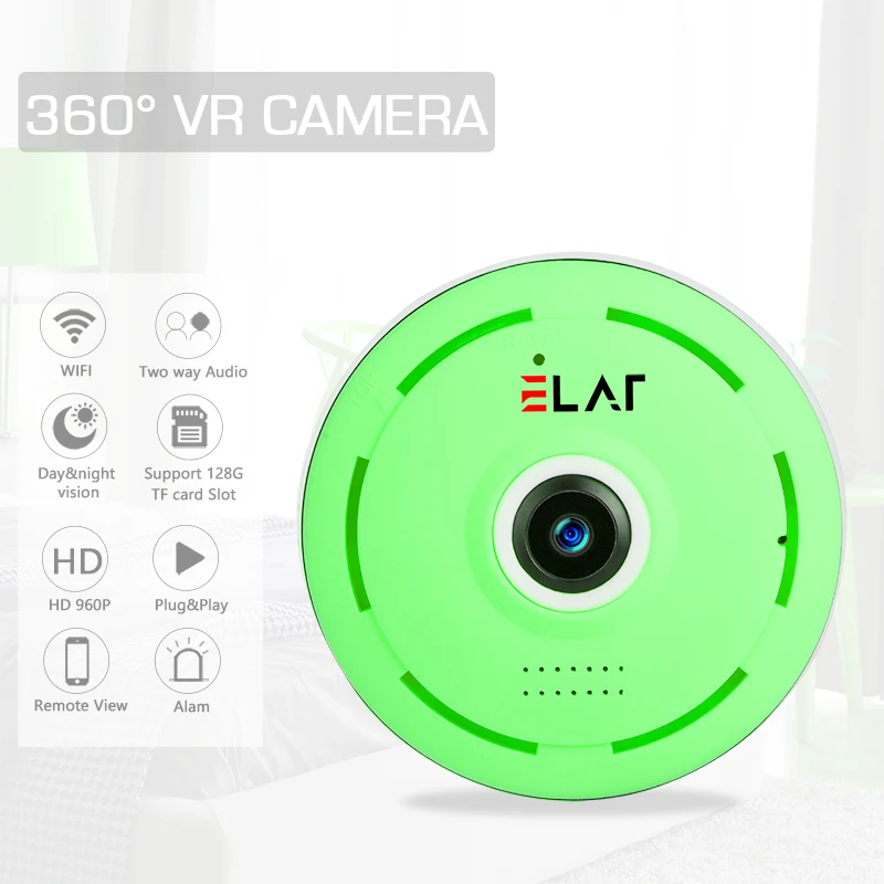 ELAF 360 Degree Panoramic Wireless IP Camera Home Security Surveillance IR Night Vision Motion Detection Alarm Video 960P | Безопасность