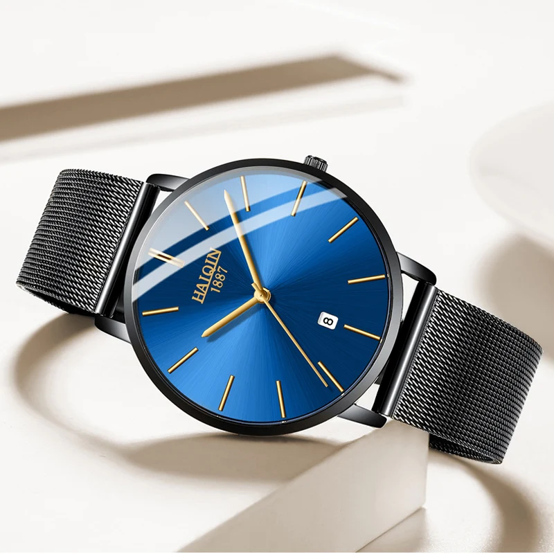 Часы HAIQIN для пар мужские часы Топ бренд роскошные золотые водонепроницаемые