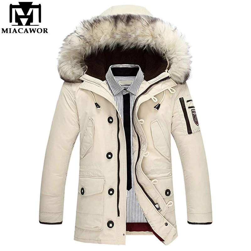 MIACAWOR новинка высокое качество пуховик Мужская ветрозащитная Толстая теплая