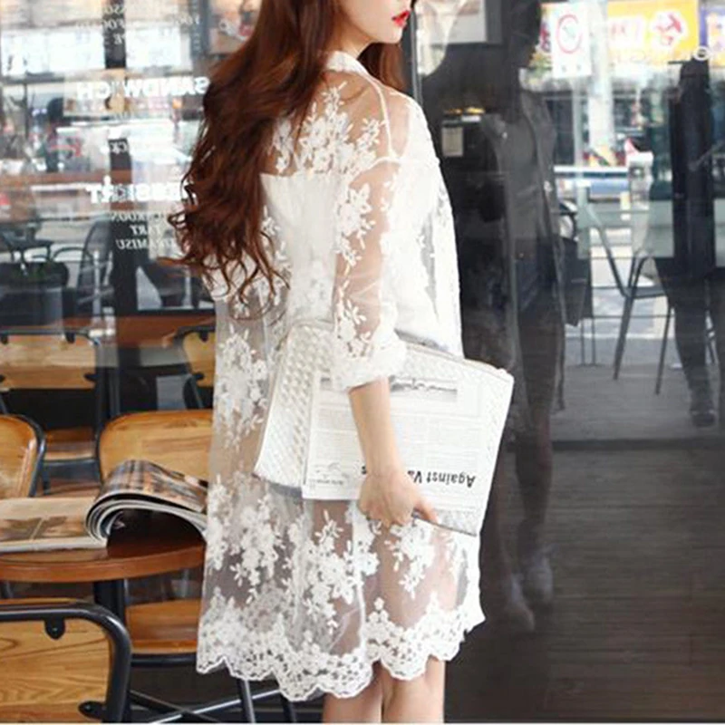 Цветочное пальто блузка бикини шифон + кружево свободный Женский вязаный пляжный