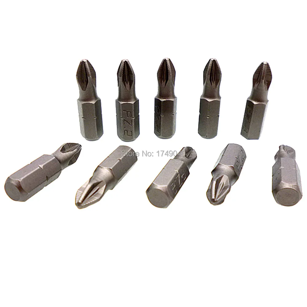 

10 Piece PZ2 Pozidriv Insert Bit Magnetic Tip Impact Screwdriver 1/4" 6.35mm Hex Shank Screw Driver Bits Tools Set 25mm Long