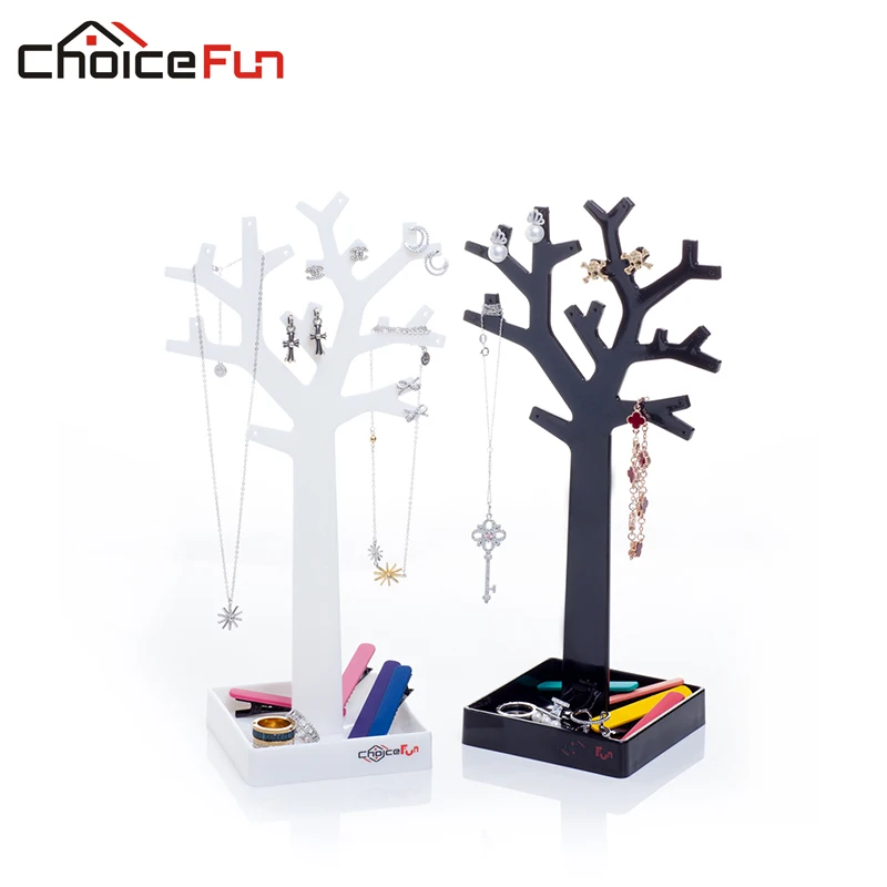 Выбор забавная Мода Белый Черный Дерево формы украшения для хранения ювелирных