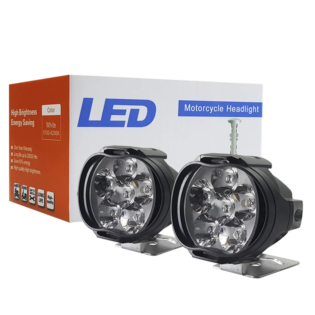 

2Pcs Motorcycles Headlight 6500k White Super Bright 6 LED Working Spot Light Motorbike Fog Lamp 1000LM LED Scooters Spotlight