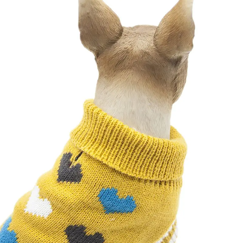 Dog Cat Knit Sweater Heart Design Pet Cute Sweatshirt for Autumn And Winter Multi-Color Protect Two Feet Dog Warm Clothing