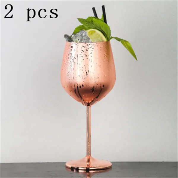 Rose Gold 2 pcs 304 нержавеющая сталь красное вино стекло серебро розовое золото бокалы сок напиток шампанское бокал для вечеринок барная посуда кухонные инструменты 500 мл - Цвет: Rose Gold 2 pcs