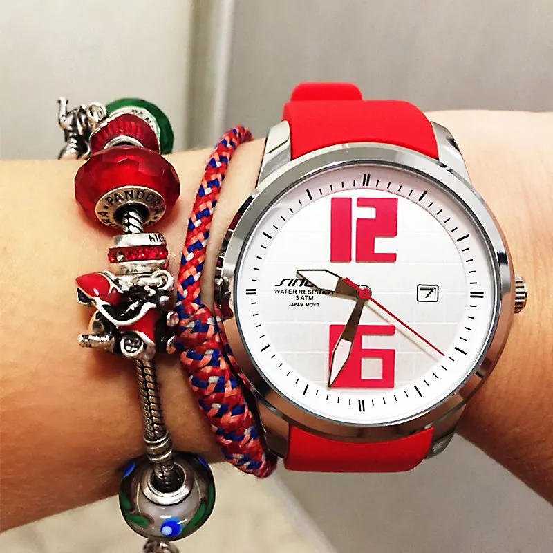 SINOBI модные спортивные женские наручные часы силиконовый ремешок для часов