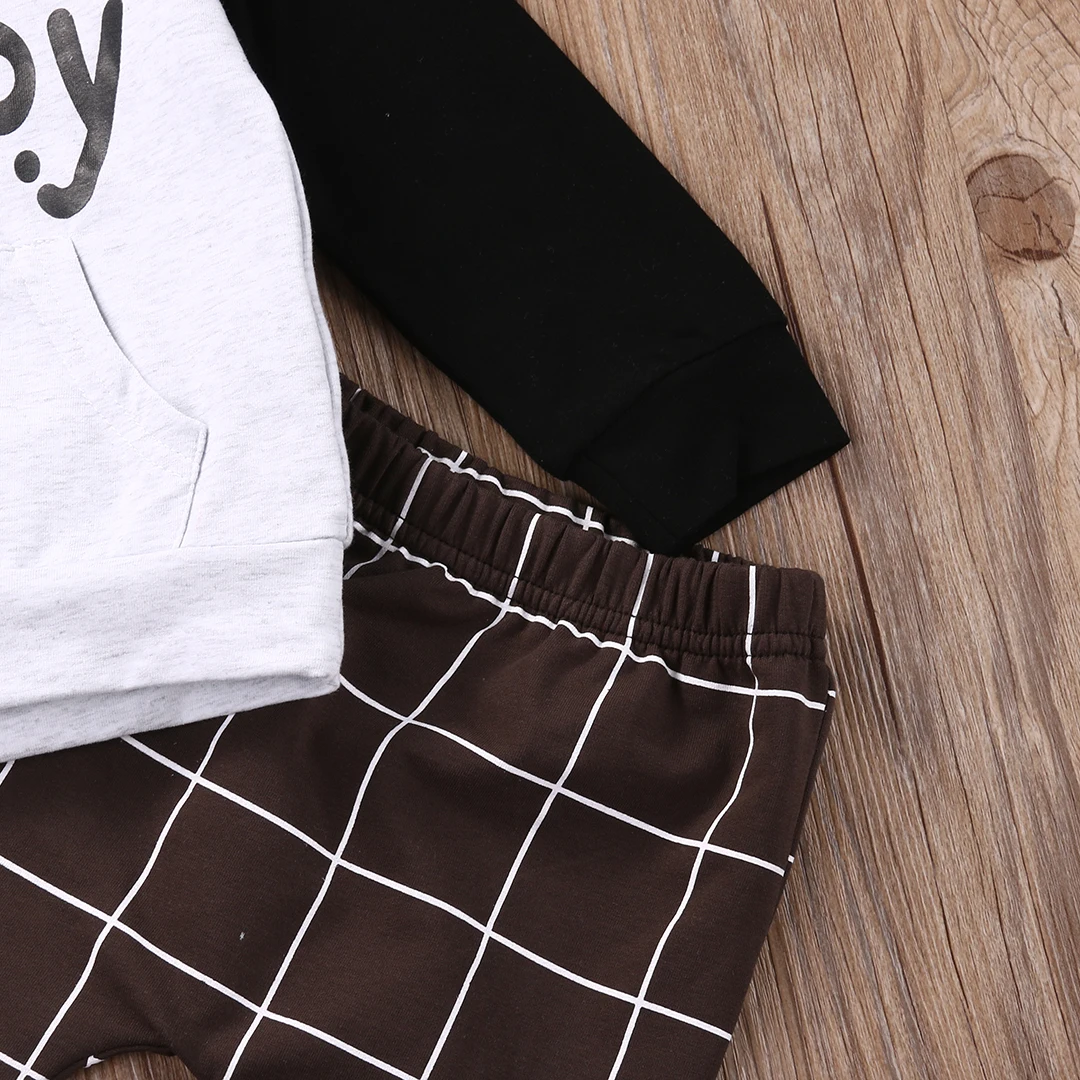 Осенний наряд для мальчиков Pudcoco толстовка с длинным рукавом полосатые штаны