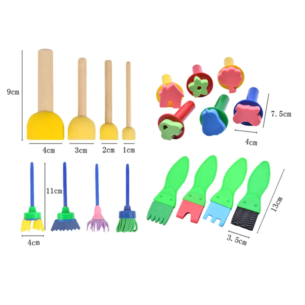 

18Pcs/set Cute Children's drawing brush seal EVA creative graffiti early education DIY art supplies sponge brush stamp tool sets
