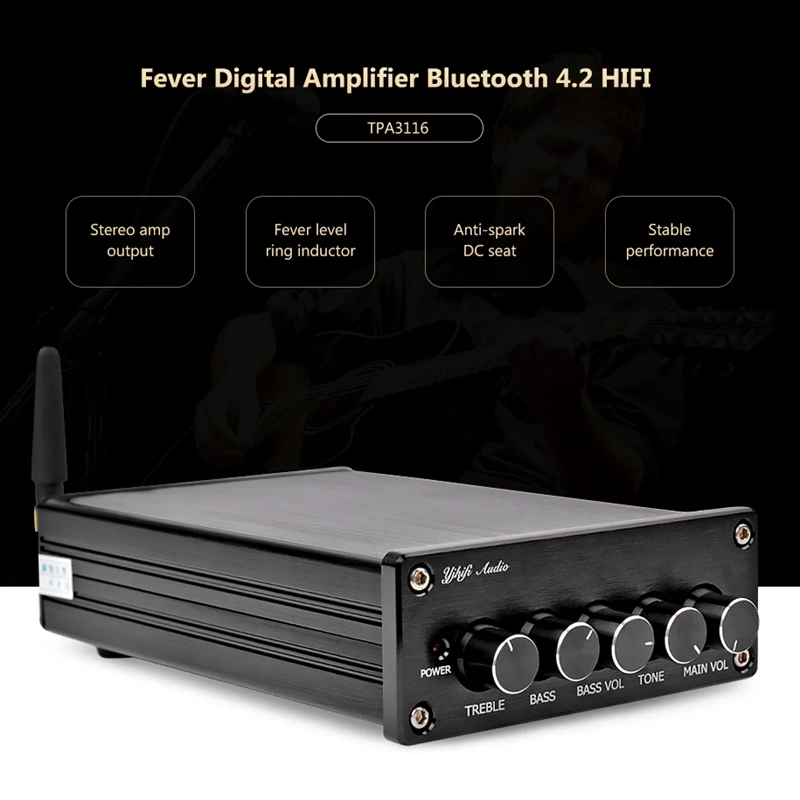 Bluetooth 4.2 Subwoofer Audio Amplifier 100W Hifi Stereo Tpa3116 Digital 2.1 Channel Desktop Power Amp 50Wx2 | Электроника