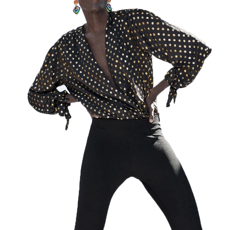 Летний женский комбинезон 2019 повседневный черный в горошек женская одежда боди с