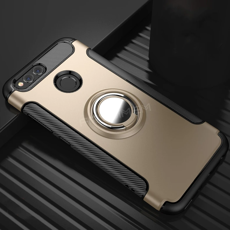 360 чехол для телефона с кольцом-держателем для huawei Honor7X Honor 7X5,93 7 X дюймов, магнитная автомобильная подставка, ТПУ силиконовый чехол с краями