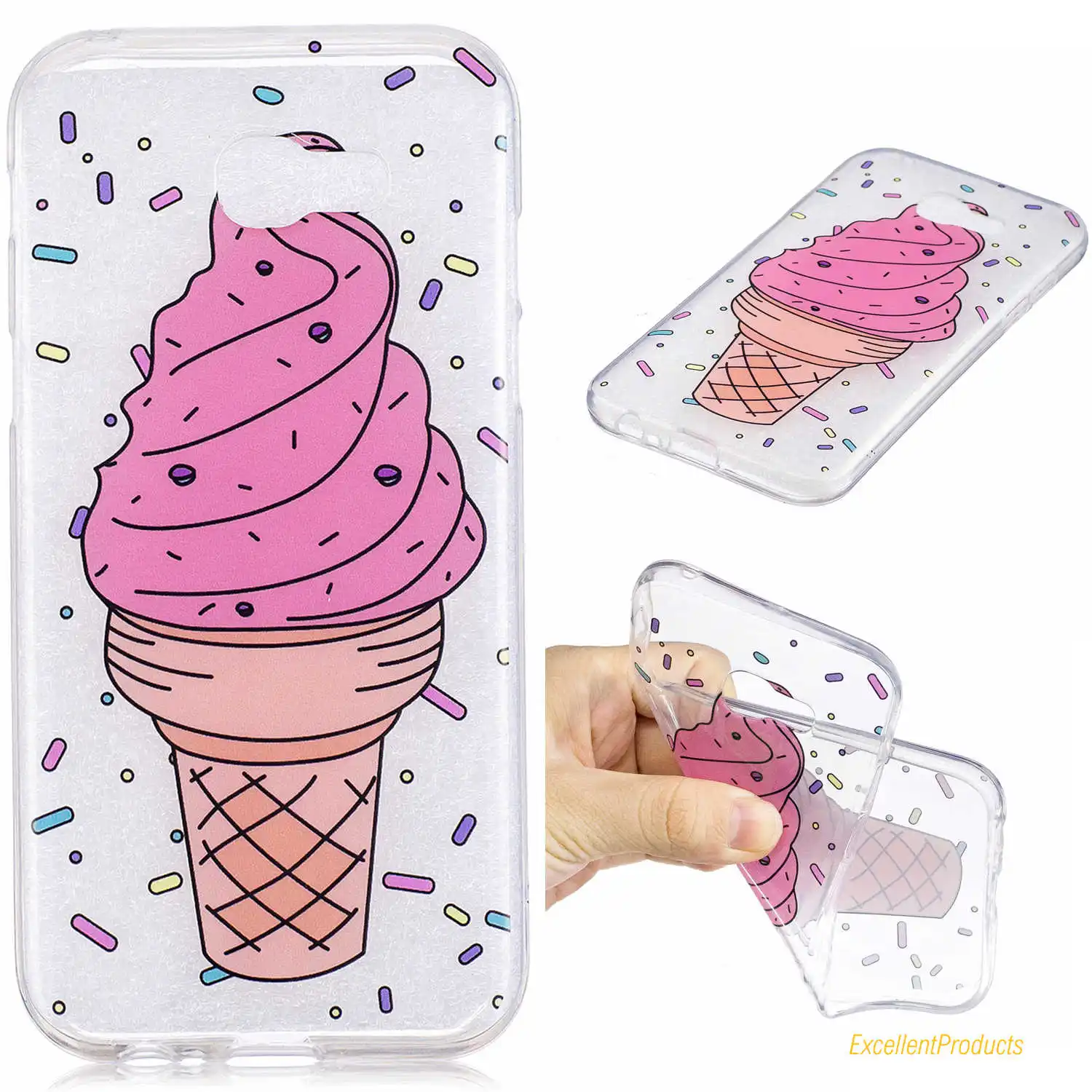 Cat cactus horse panda Ice cream IMD Painting Soft TPU Stand Cover Case For Samsung A3 2017 phone phoen case |