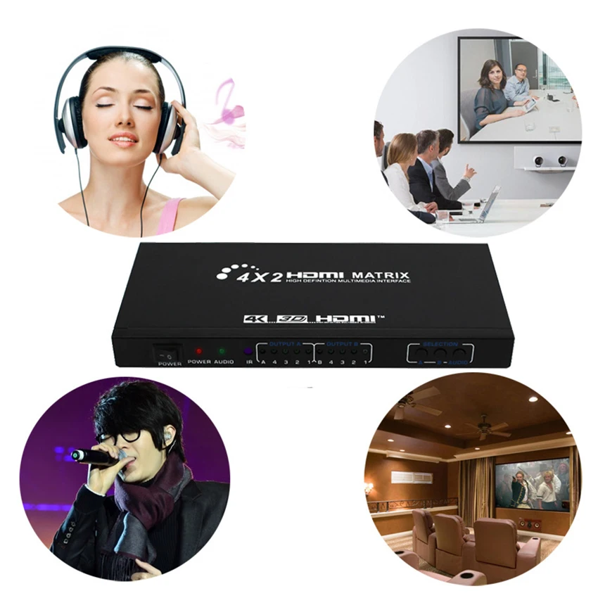 Матричный коммутатор 4x2 HDMI FiveHome Ultra HD 4K x 2K @ 30 Гц 4 в 2 выхода истинный матричный