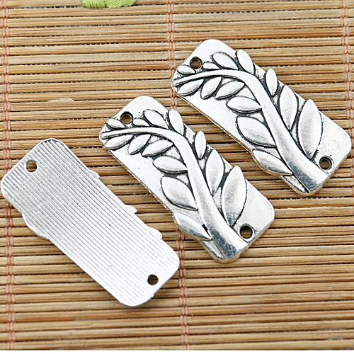 

8pcs tibetan silver curved leaves branch pattern connector EF1401