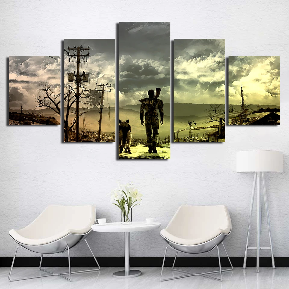 Настенный художественный холст 5 шт. выпадений видео игры Печать Декоративные