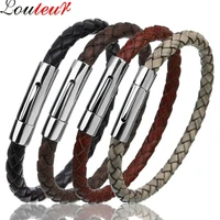 ol style multicolor stainless steel button simple design mens leather bracelet diy custom logo birthday valentines day gift