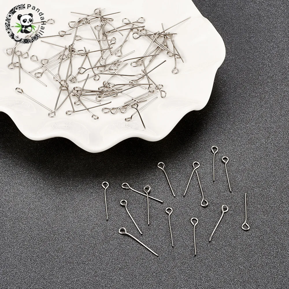 

Stainless Steel Eye Pins Jewelry Findings for DIY 20 30 40 50mm, Pin: 0.6mm, Hole: 2mm,5000pcs