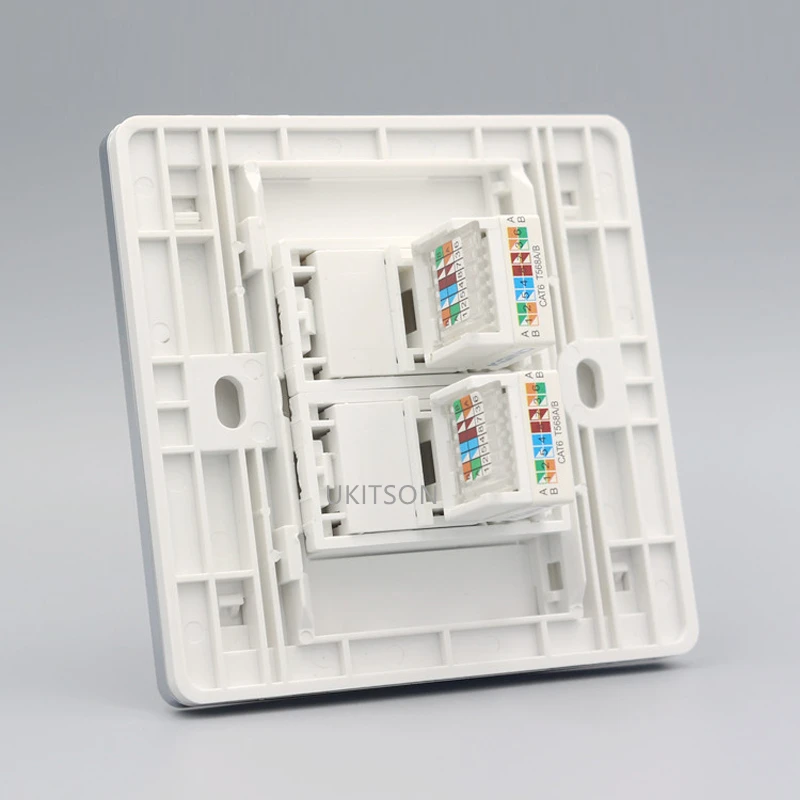 2 вилки CAT6 RJ45 разъем настенная панель две розетки сеть LAN для офиса дома интернет