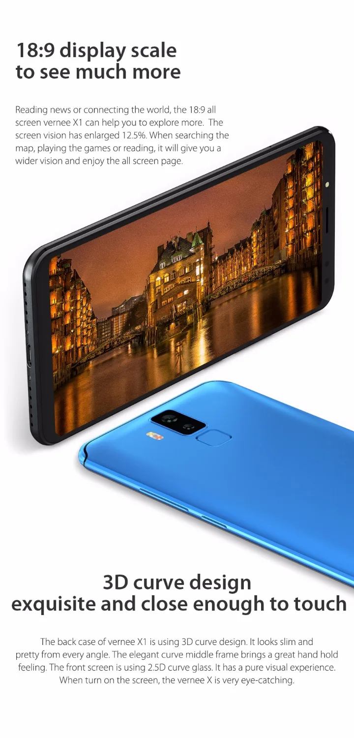 Vernee X1 6 ГБ ОЗУ 64 Гб ПЗУ 4G Смартфон Android 7 1 5 99 'ཎ:9 полный экран MT6763 6200 мАч 4 камеры