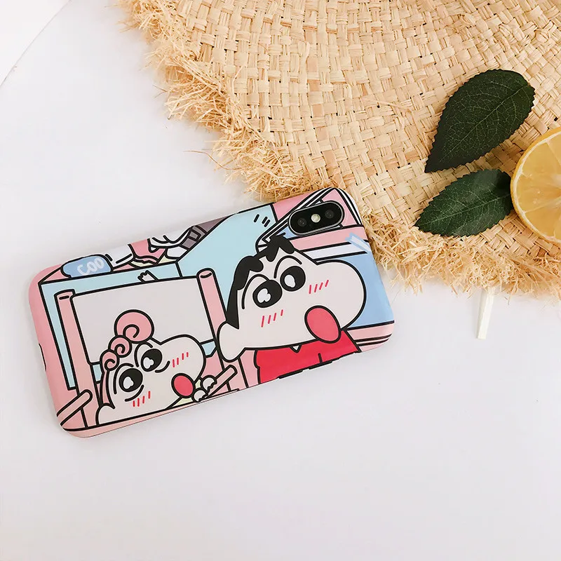 Японское кавайное аниме персонажи Crayon Shinchan Телефон чехол для iPhone 6 Puls 7 8 X Чехлы