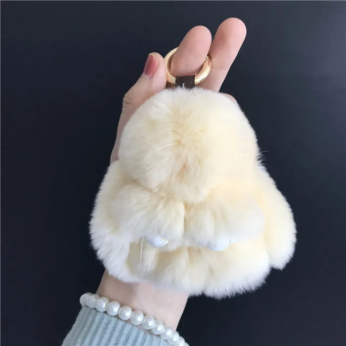 Magicfur- новинка. 10 см мини Настоящий мех кролика кролик игрушка кукольный брелок Настоящий мех кролика сумка брелок - Цвет: Beige
