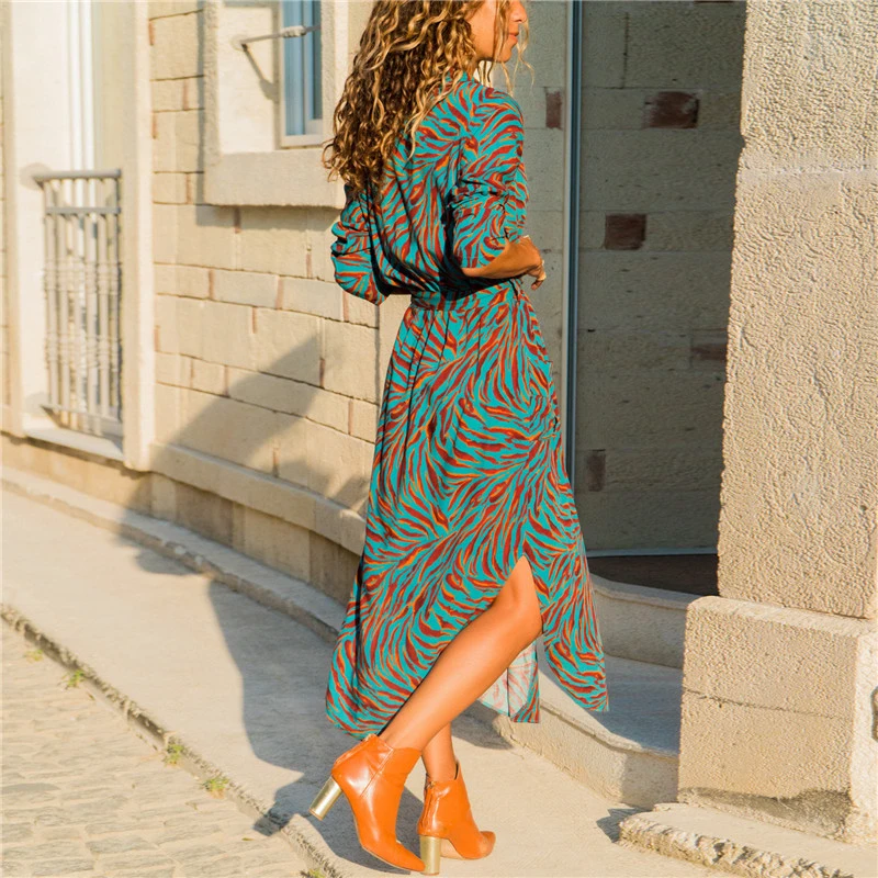 Женское летнее платье в стиле бохо Пляжное с цветочным принтом сексуальное