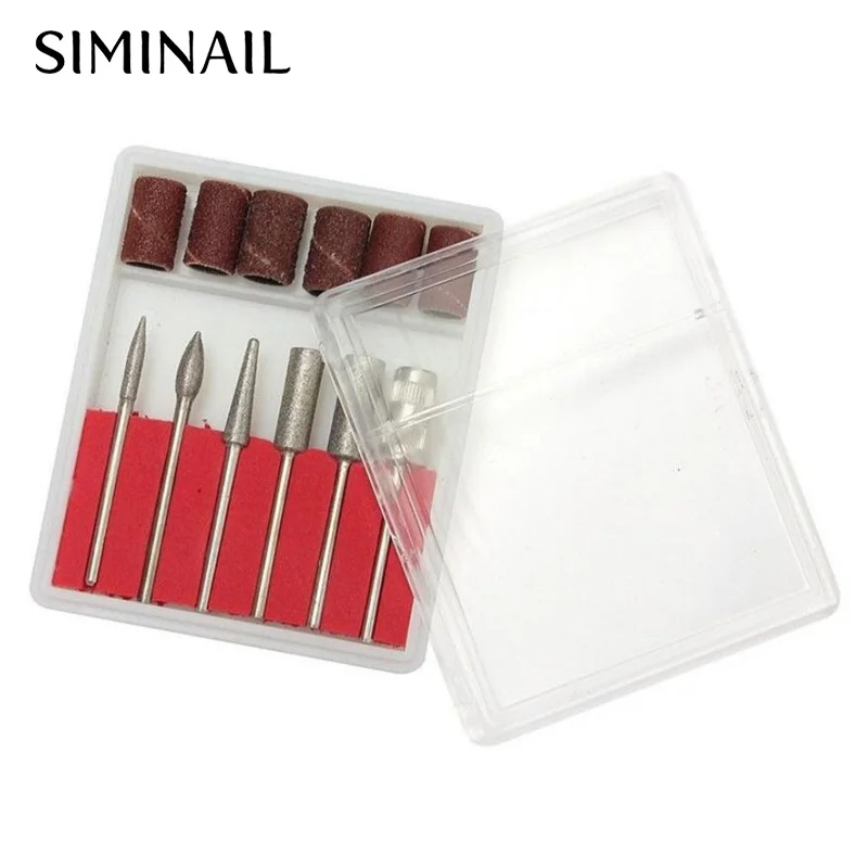SIMINAIL 6 шт. сверла для дизайна ногтей шлифовальные для электрической пилки для ногтей Сменные полировочные металлические сверла с коробкой