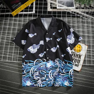 Мужская рубашка с коротким рукавом, повседневные пляжные топы, Свободные повседневные рубашки, лето 2019