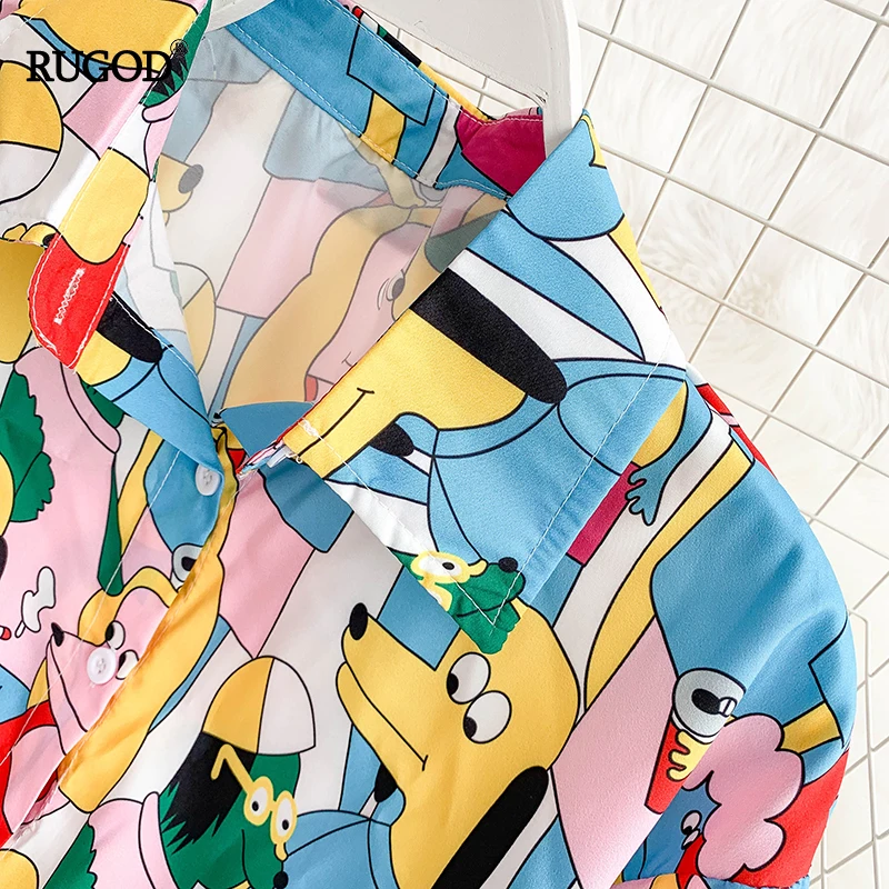 RUGOD/модные летние топы и блузки с длинными рукавами забавным рисунком из