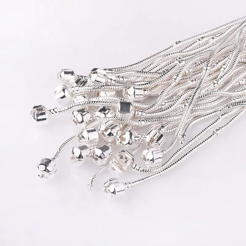 Европейский Серебряный цвет покрытый змеиной цепью Браслеты и браслеты баррель