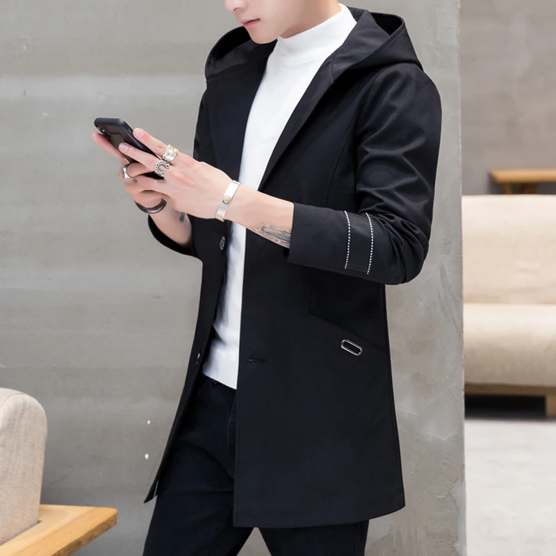 Черный Windswear, Мужская осенняя и зимняя куртка средней длины, куртка для отдыха, верхняя одежда, мужская мода и красивый - Цвет: Черный