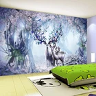 3D обои, 3D стерео, фантастический лес, лось, фото, настенные фрески, детская комната, гостиная, ТВ, диван, фон для стены, Мультяшные обои, рулон