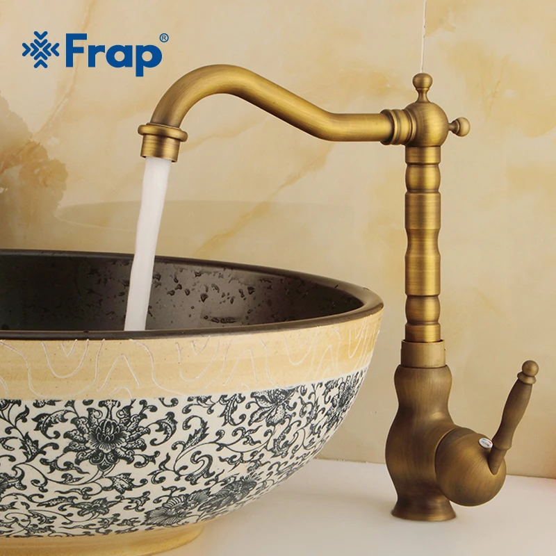 Frap, новинка, смеситель для раковины, античная латунь, кран для ванной комнаты, кран для раковины, вращается с одной ручкой, кран для горячей и холодной воды Y10090