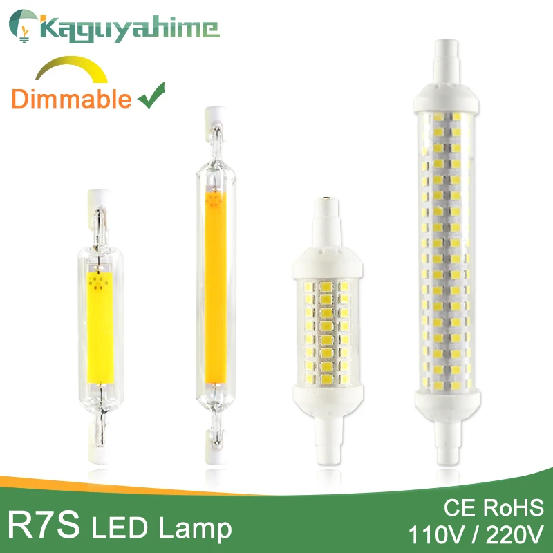 Светодиодная лампа Kaguyahime R7s COB 110 В 220 78 мм 118 135 диммируемая лампочка SMD 2835