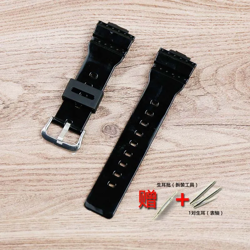 Ремешок из натуральной смолы для Casio baby-g серии BA-110 111 112 BGA-130, женские пластиковые резиновые аксессуары для часов - Цвет ремешка: Black silver