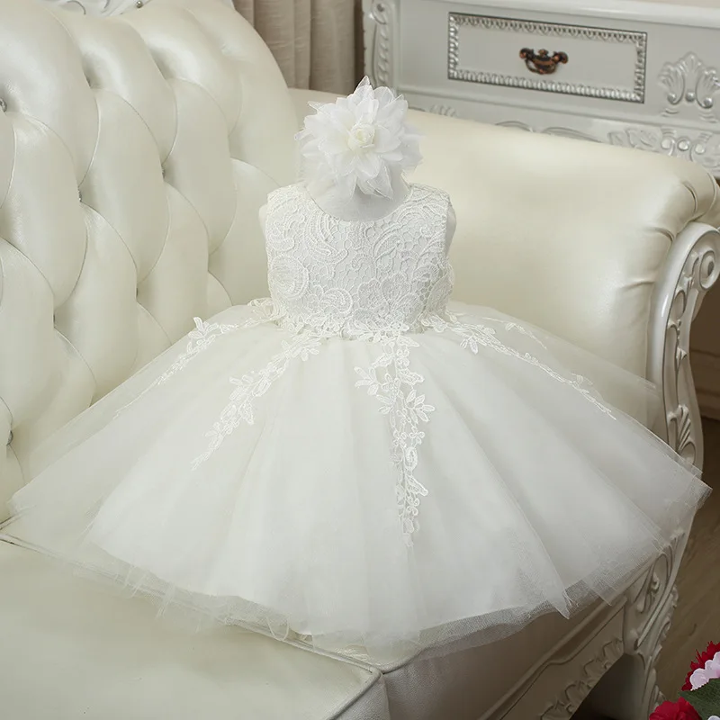 Flower Baby Girl Summer Dress For Wedding Tulle Tutu Kids Birthday Party Dresses Beautiful Lace Christening Gown | Детская одежда и
