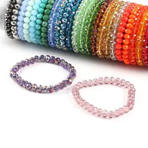 Браслет женский, разноцветный, со стеклянными бусинами, 6 х8 мм