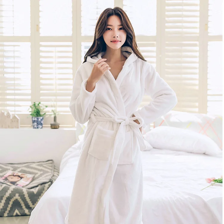 New Arrivals Soft Woman Robes Homewear Bathrobe Flannel Solid Color Nightwear Warm Leisure Wear Peignoir | Женская одежда