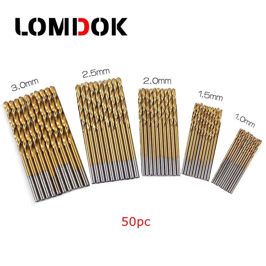 50 шт. сверло с титановым покрытием быстрорежущее высокоскоростное стальное