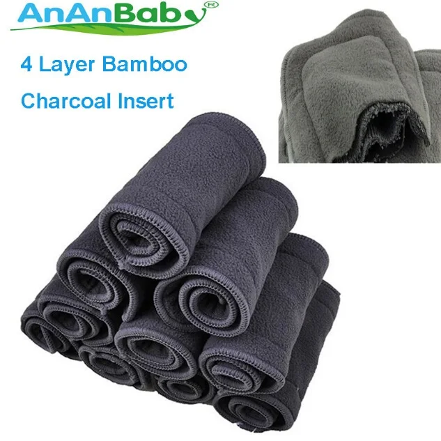 Ananbaby 4 Слои Bamboo угольный вкладыш тканевые вкладыши в Подгузники пеленальный