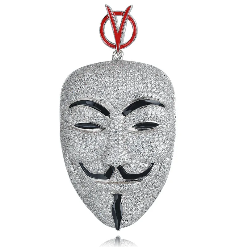 В стиле хип хоп с креплением микро паве ААА CZ камень Bling лед из V for Vendetta подвески в