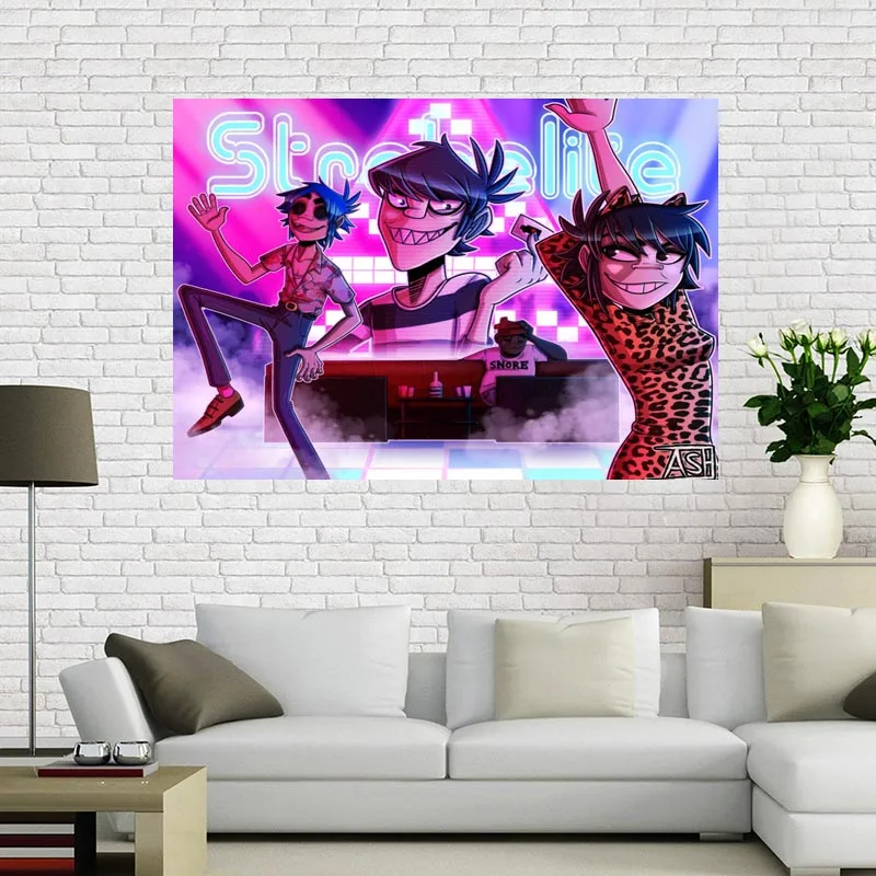 На заказ Gorillaz печатает холст роспись стены Шелковый плакат ткань печать DIY ткань плакат - Цвет: 4