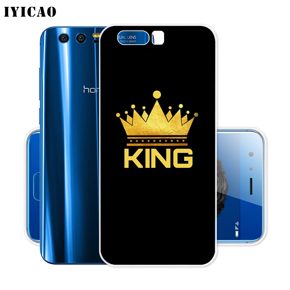 Мягкий силиконовый чехол IYICAO King Queen Crown для Huawei Y9 Y7 Y6 Prime 2018 Honor 8C 8X 8 9 10 Lite 7X 7C 6A 7A Pro