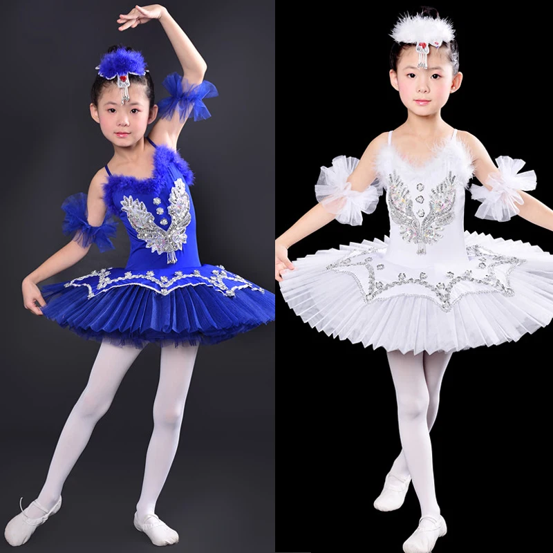 

Children Sequined Ballet Dance Dress Girl Ballet Tutu Dance Costume Kids Stage Wear Swan Lake Dance Dress Gymnastics Costumes