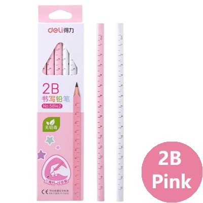 Pink 2B Deli 12 шт., HB/2B пишущий карандаш, профессиональные стандартные карандаши, набор для рисования, рисования, эскиз, карандаш, Канцтовары для учащихся - Цвет: Pink 2B