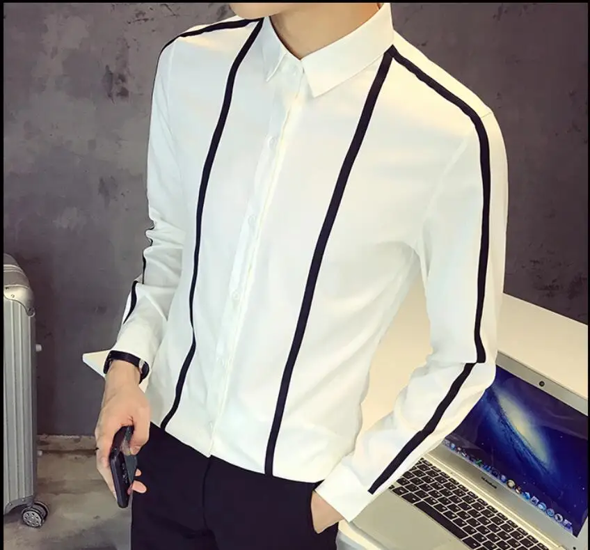 S 5xl 2021 Новая мода бар Dj рубашка для ночного клуба тонкое наряд трендовая Мужская с