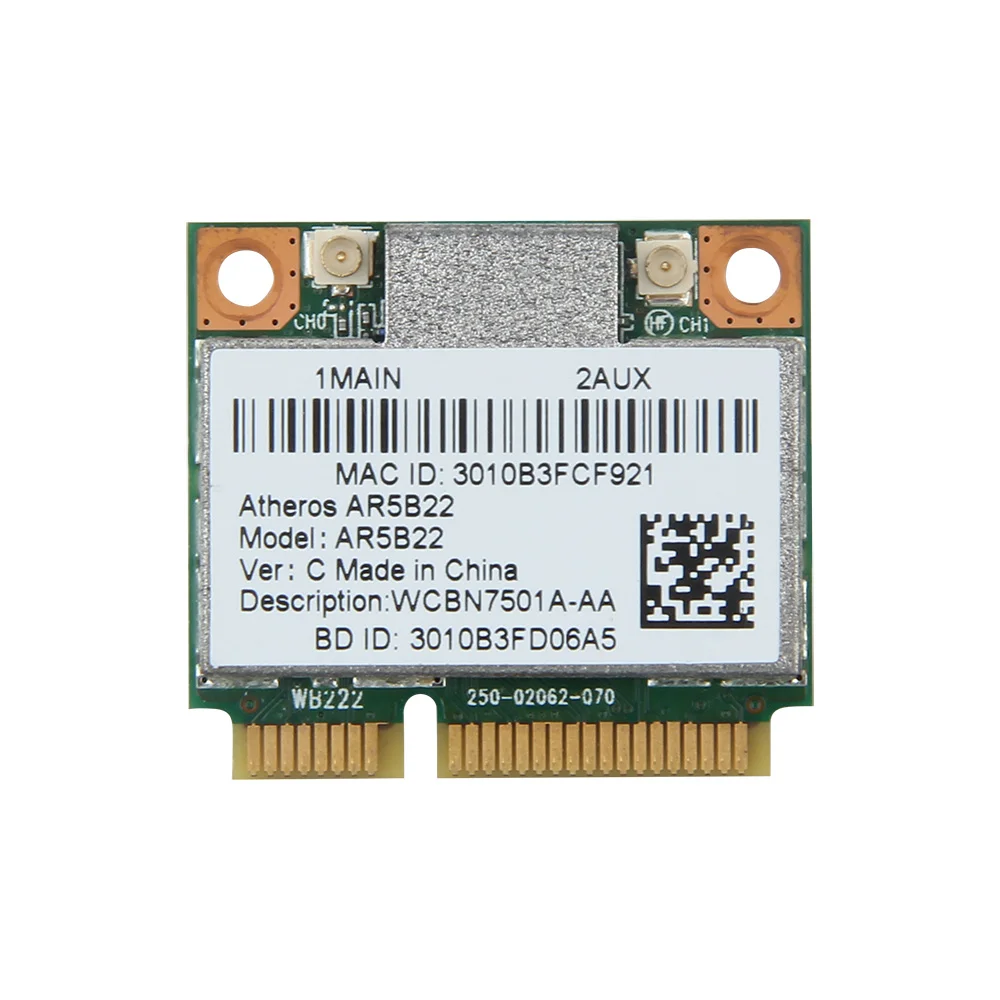 300 Мбит/с Беспроводной двухдиапазонный Atheros AR5B22 Половина Mini PCI-E WLAN 2 4 г/5 ГГц Wi-Fi +