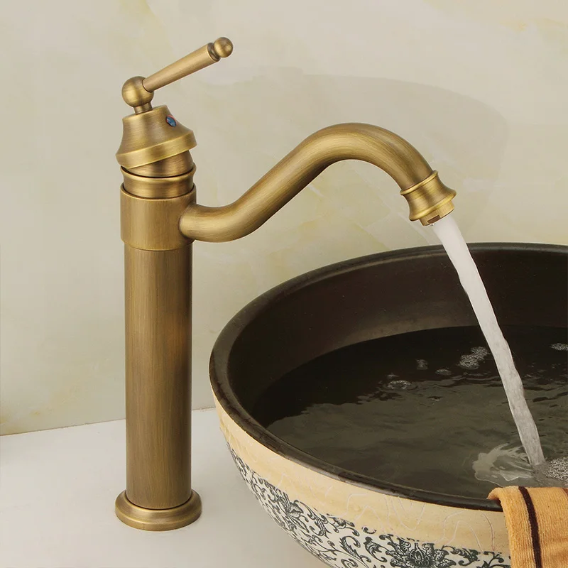Античная Твердая латунь бассейна кран Ванная комната на бортике раковины краны