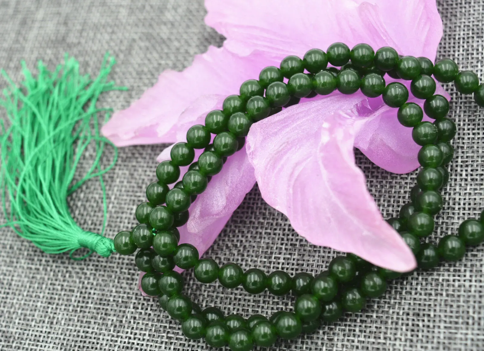 Буддийские молитвенные бусы с темным изумрудом 108 браслет Mala натуральным камнем 8