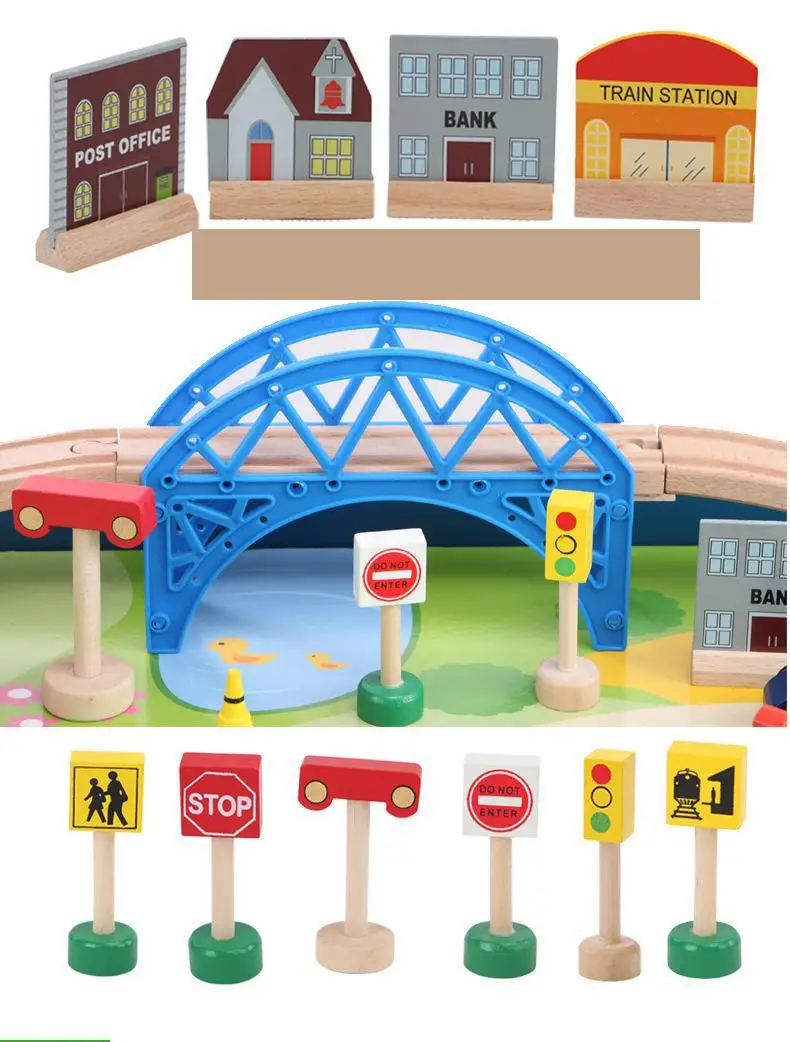 

Diecasts Toy Vehicles kids toys T train Toy Model Car wooden puzzle Building slot track Rail transit 60 pieces brio train